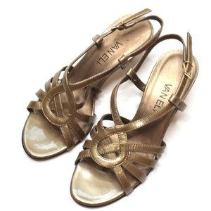 Vaneli | Gold Strapy Kitten Heels